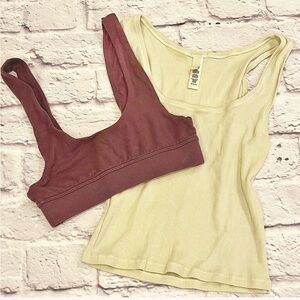 SKIMS Cream ribbed Tank Top m, xxs plum purple sports bra